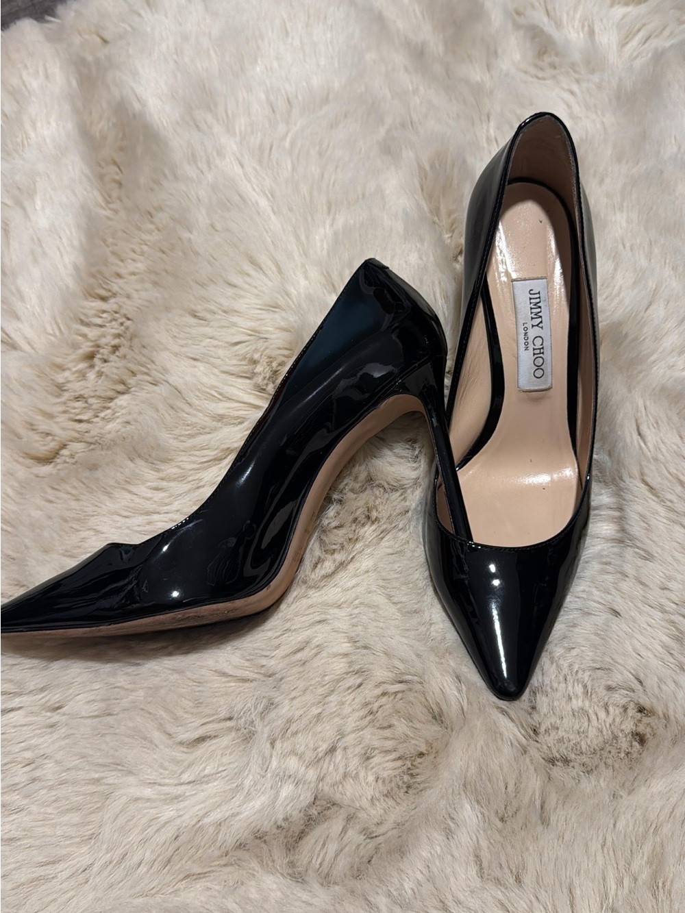 Jimmy Choo Black Patent Leather Pointed-Toe Pumps